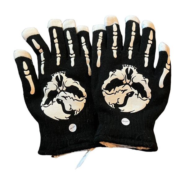 Light-Up Skull Gloves Adult One Size Fits Most Replaceable Batteries Case Of 24 - Picture 13 of 13